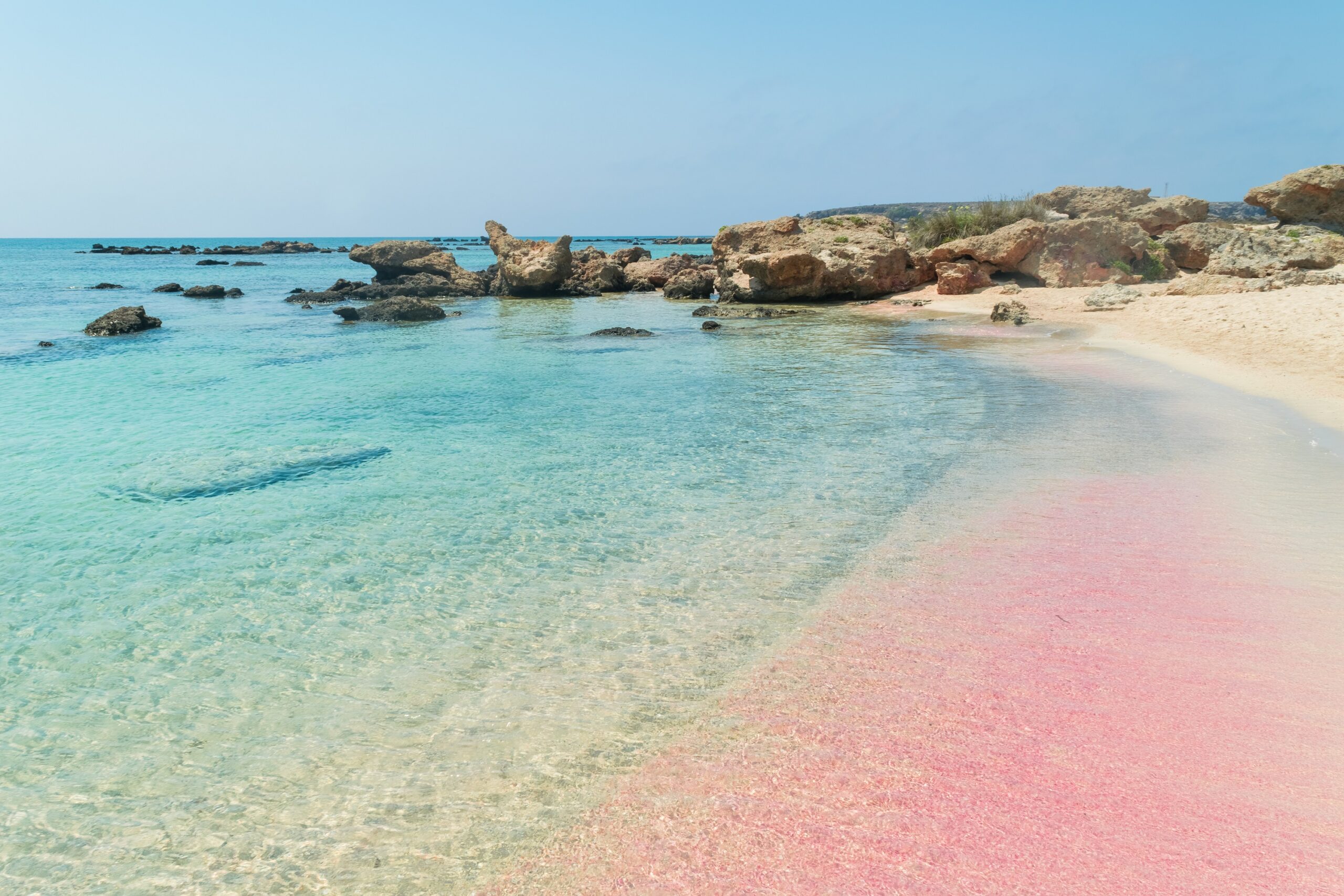 Elafonissi,Beach,With,Its,Pink,And,Red,Sand,And,Transparent