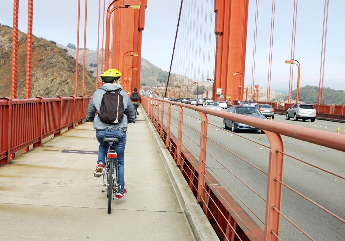 PÃ¥ cykel over Golden Gate Bridge