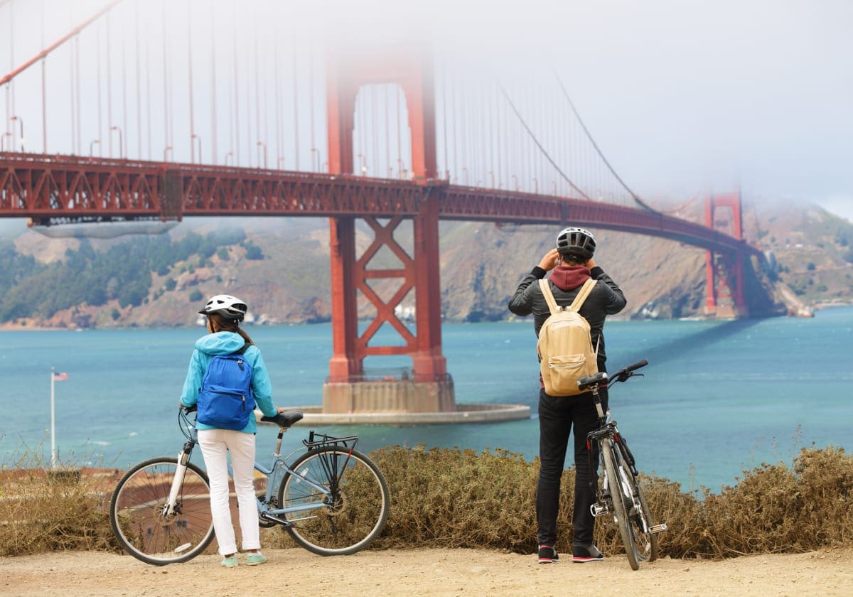PÃ¥ cykel over Golden Gate Bridge