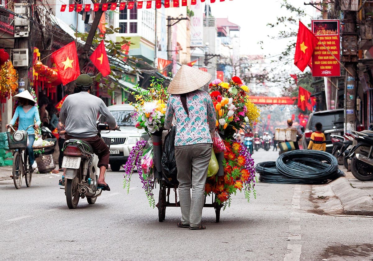 Trafikken i Hanoi er lige så kaotisk som alle andre steder i Vietnam