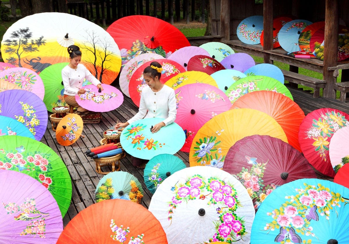 De flotte hÃ¥ndmalede parasoller