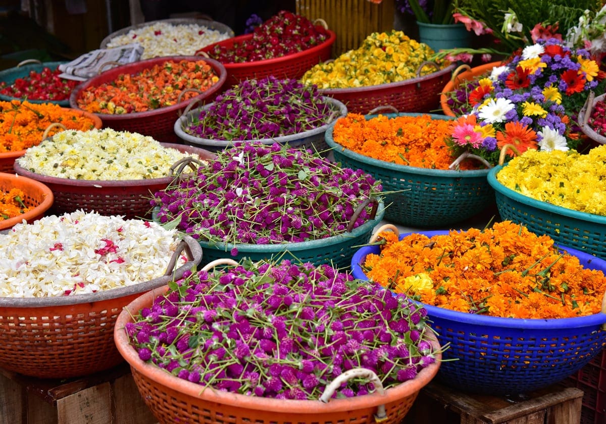 Blomstermarked i Trivandrum